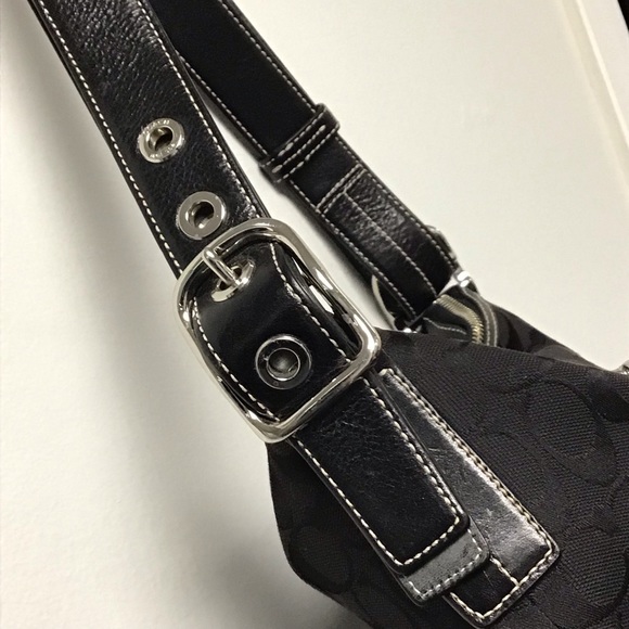 COACH Signature Shoulder Hand Bag Canvas Leather 9362 Black - Picture 6 of 7